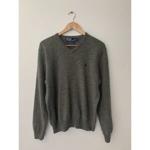 Polo Ralph Lauren XL 100% Lambs Wool V-Neck Pullover Italian Yarn Prep Ivy
